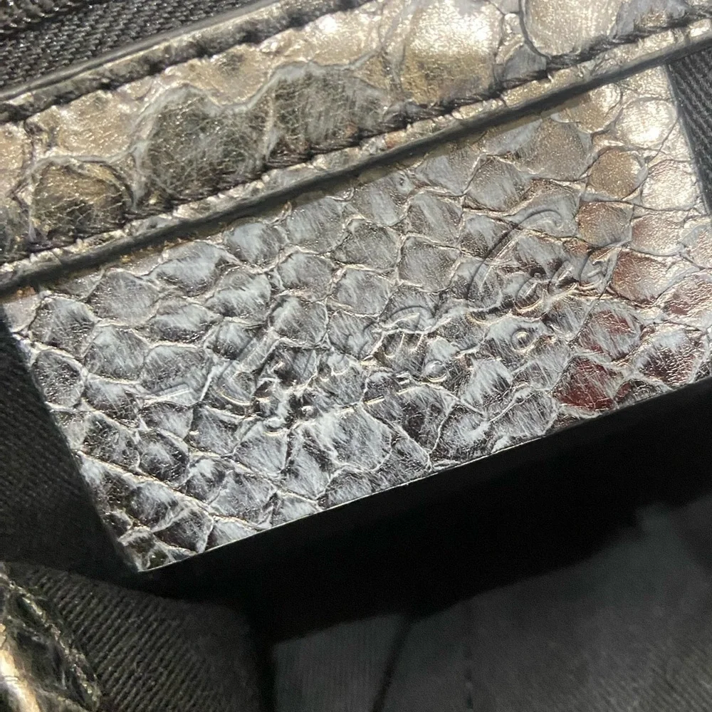 Kenneth Cole pewter python print bucket bag crossbody adjustable strap